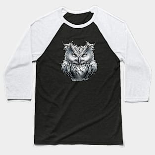 Owl Portrait Animal Painting Wildlife Outdoors Adventure Baseball T-Shirt